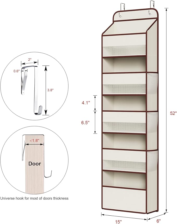Univivi 1 Pack Over The Door Organizer, Non-Tilting Over The Door Organizer - Image 3
