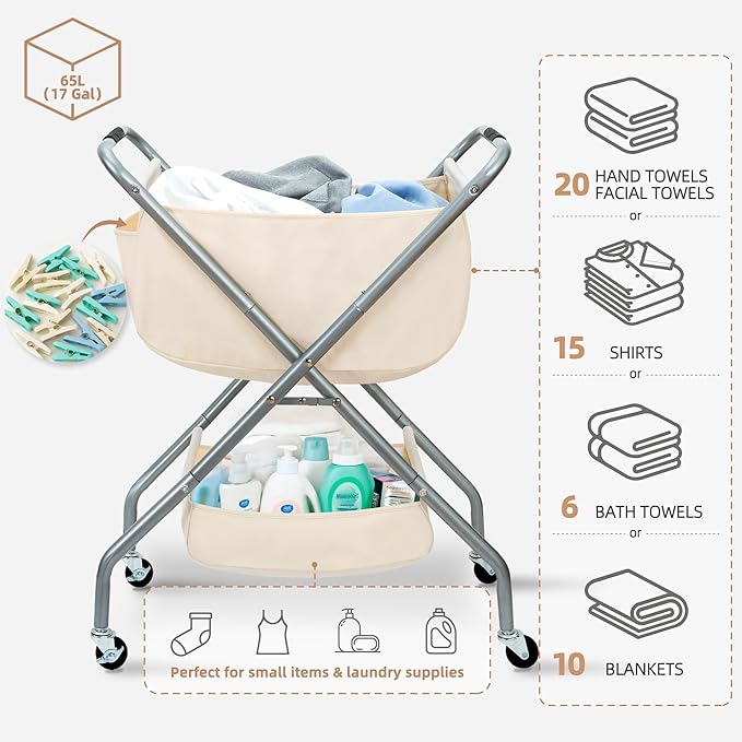 STORAGE MANIAC Collapsible Laundry Cart - Image 4