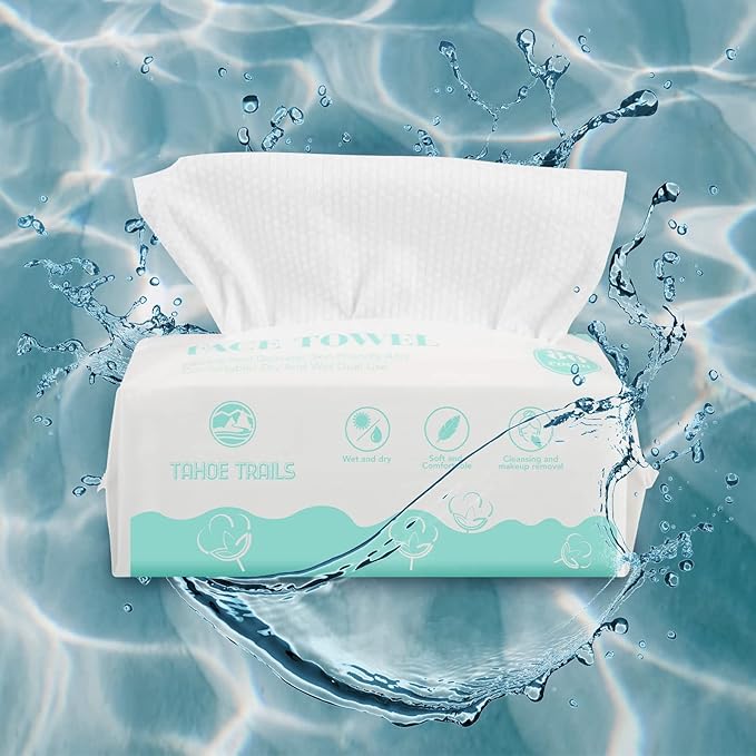 Tahoe Trails Disposable Face Towel, Soft Dry Wipe, Lint Free, Dry Wet Use - Image 8