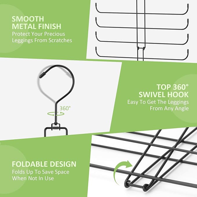 2 Pack Leggings Hangers for Closet, Metal Yoga Pant Legging Organizer Holds 40 - Image 4