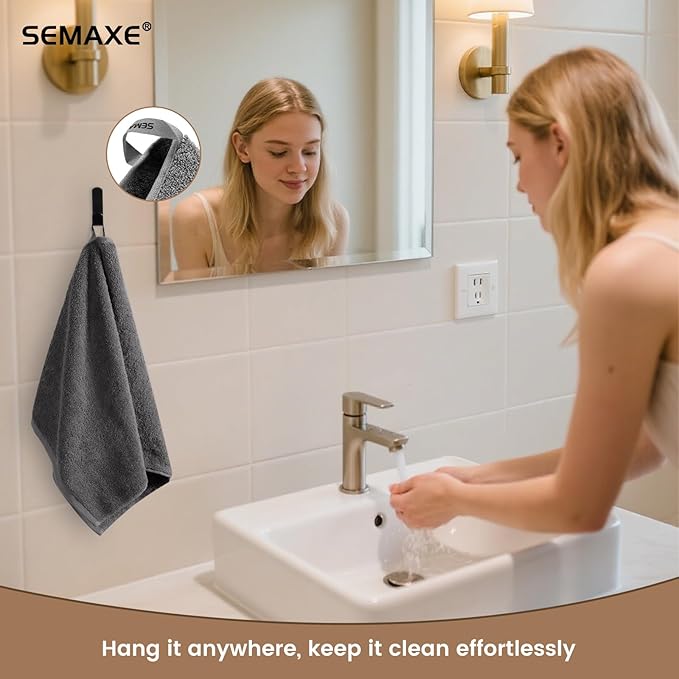 SEMAXE Gray Hand Towels for Bathroom, Quick-Drying, Easy Care - Image 5