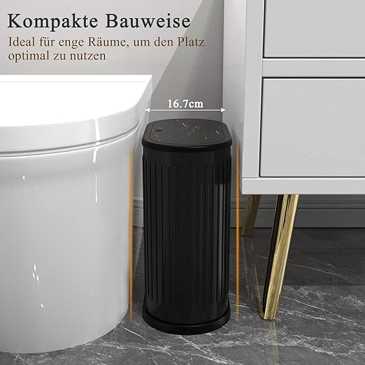 1.6 Gallon Trash Can with Lid, Small Bathroom Trash Can Wastebasket, Slim - Image 3