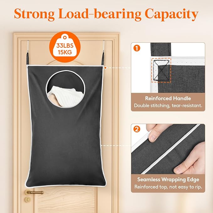 Lifewit 1 Pack Over Door Laundry Hamper, Large Collapsible Hanging Laundry - Image 3