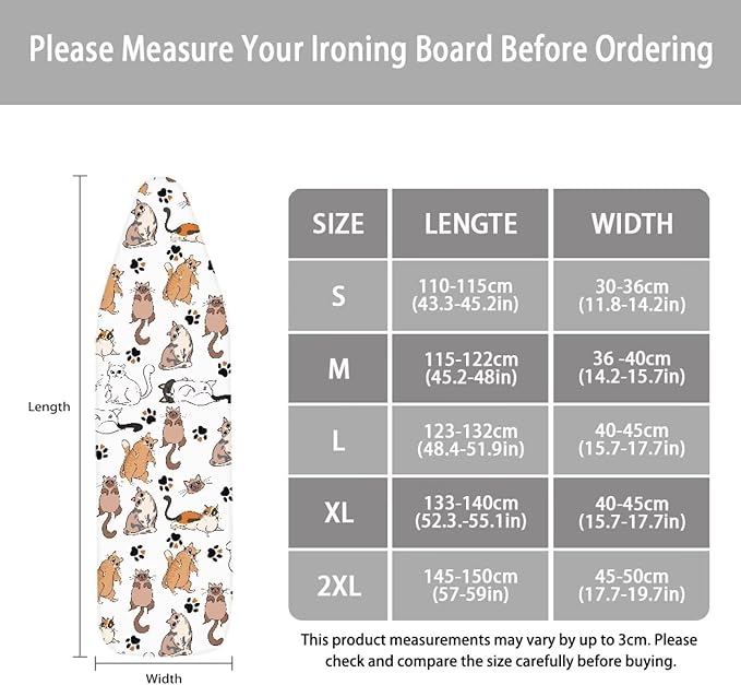 Iron Board Cover Standard Size, Ironing Board Cover, Cat Print Ironing Board - Image 5