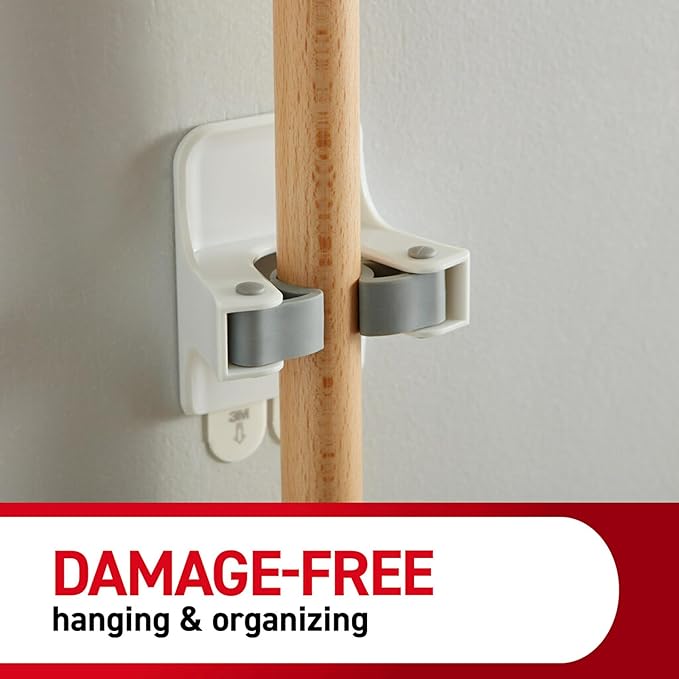 Command Broom and Mop Grippers, 2 Hangers and 4 Strips, Damage-Free Hanging - Image 7