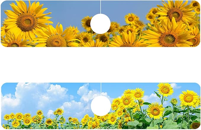 2 Pack Sunflower Field Sink Faucet Absorbing Mat Sunflowers Blooming Super by Unknown