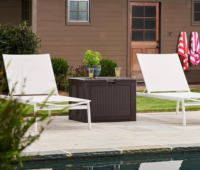 Rubbermaid Medium Resin Outdoor Storage Deck Box (74 Gal) Weather Resistant Brown Deck Organization for Home/Backyard/Pool Chemicals/Toys/Garden Tools/Porch/Patio Cushions - Image 12