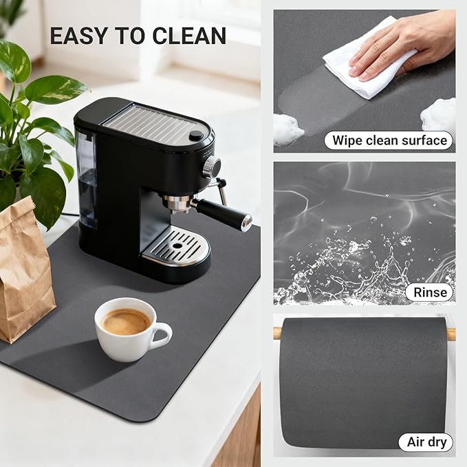 Coffee Bar Mat Absorbent Hide Stain Rubber Backed Dish Drying Mat - Image 4
