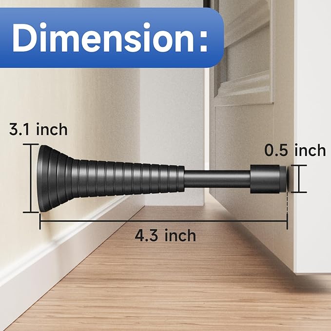 6Pcs Black Spring Door Stops, Screw in & Adhesive Door Stopper - Image 2