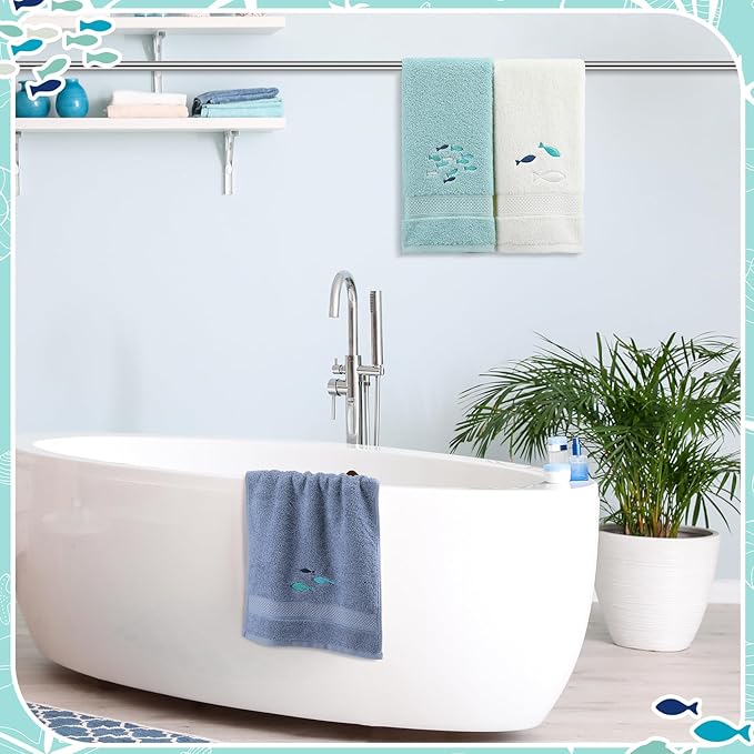 3 Pack Shoal of Fish Coastal Hand Towels - Image 6