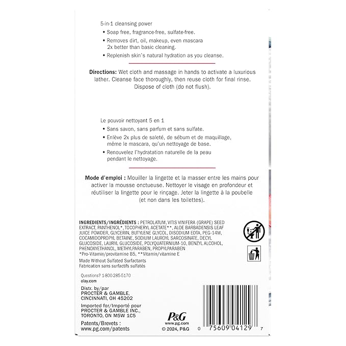 Olay Makeup Remover Wipes, Daily Facials Hydrating Face Cleanser - Image 11