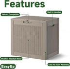 EasyUp 31 Gallon Outdoor Storage Box, Resin Waterproof UV-Resistant Deck Box, Reinforced Stability for Patio, Garden, and Poolside, Rattan Gray - Image 3