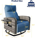 Outdoor Recliner Chair, Wicker Patio Recliners with Adjustable Backrest and Extended Foot Rest, Reclining Patio Chairs with Flip Table & Removable Cushion Cover for Porch - Image 2