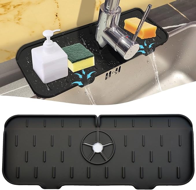 Kitchen Faucet Sink Splash Guard, Silicone Faucet Water Catcher Mat – Sink by Gosmol