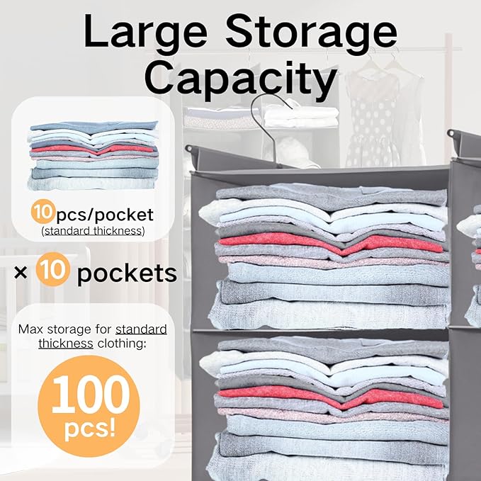Grey 5-Tier Hanging Closet Storage Organizer - Image 6