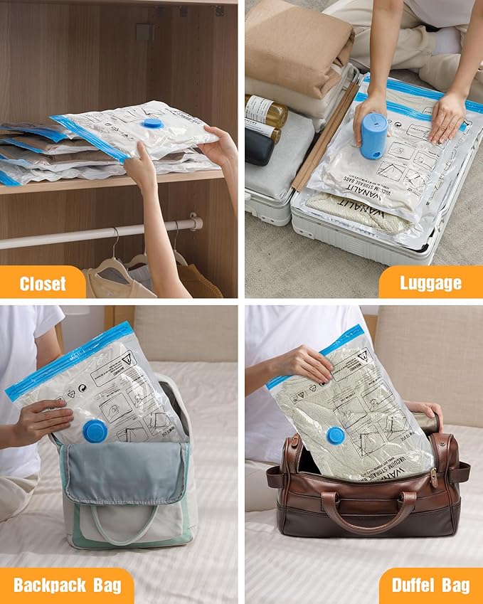 Vacuum Storage Bags for Travel, 12 Pack Vacuum Seal Bags - Image 9