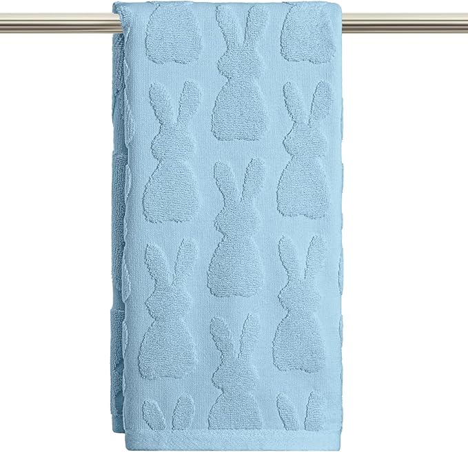 Artoid Mode 1 Pc Light Blue 3D Rabbit Jacquard Easter Hand Towels by ArtoidMode