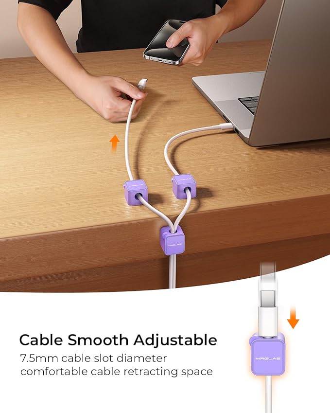 MRGLAS 10-Pack Magnetic Cable Management Cord Organizer, Cable Holder Clips - Image 3