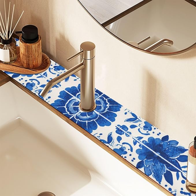 Kitchen Sink Splash Guard 2 PCS 14.7 Inch Sink Faucet Mat Splash Guard - Image 7