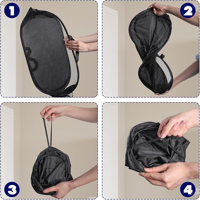 4 Pack Pop-Up Mesh Laundry Basket, Open Collapsible Laundry Baskets - Image 3