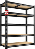 REIBII 2400LBS Storage Shelves 5 Tier Garage Shelving Heavy Duty Adjustable Garage Shelves, Utility Rack Shelf, Shelving Units for Storage Warehouse Pantry Closet, 35.5" W x 11.9" D x 72" H, Black by REIBII