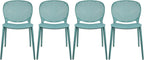 2xhome Set of 4 Patio Dining Chairs | Modern Stackable Outdoor Pool Side Chair | Weather Resistant Plastic for Yard, Porch, Balcony, Kitchen, Teal by 2xhome