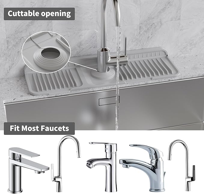 WAFT YEARN 17X5 Inch Silicone Durable Faucet Mat Kitchen Sink Splash Guard - Image 4