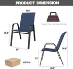 Patio Chairs, Stackable Outdoor Dining Chairs for All Weather Textilene Fabric & Metal Frame, Outdoor Chairs Set for Backyard Deck Garden (Dark Blue, Set of 4) - Image 8