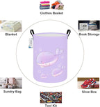 Round Foldable Girls' Storage Basket Kids Laundry Hamper Purple Gift Basket - Image 3