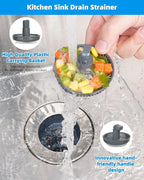 Hibbent 2 Pack 3 in 1 Kitchen Sink Drain Strainer and Stopper Combo, Chrome - Image 2