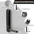 2 Pcs Folding Coat Hooks, 4.33 in Extended Foldable Black Wall Hooks Heavy Duty - Image 3