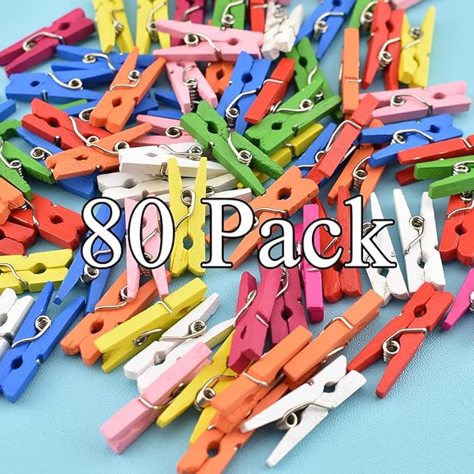 HAHIYO Colorful Wooden Clothes Pins Clothespins Mini Do NOT Fall Apart 1 inches - Image 6