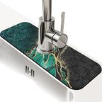 Kitchen Sink Splash Guard，Black and green gold marble Faucet Mat Sink by ZHUZHISHAN