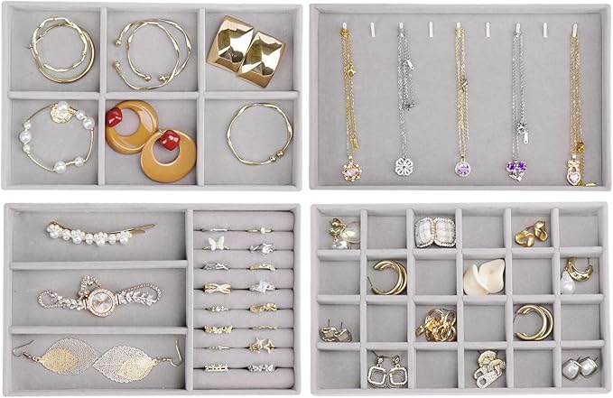 Cirhy 4 Stackable Jewelry Trays Organizer Set - Image 2