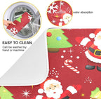 Christmas Snowman Santa Snowflake Bell Dish Drying Mat - Image 2