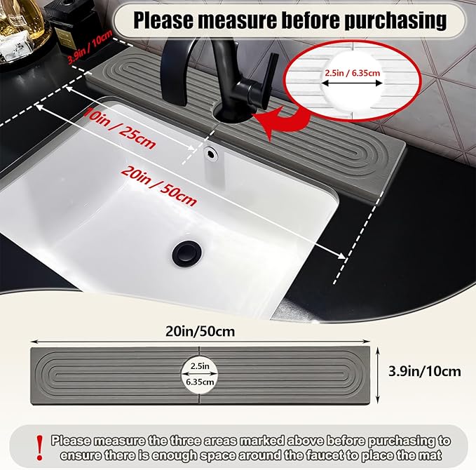 Faucet Mat For Kitchen Sink, Sink Stone Quick Dry Around Faucet, Super Absorbent - Image 2