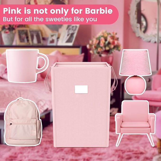 MCleanPin 220L Pink Laundry Hamper Large Collapsible Basket - Image 7