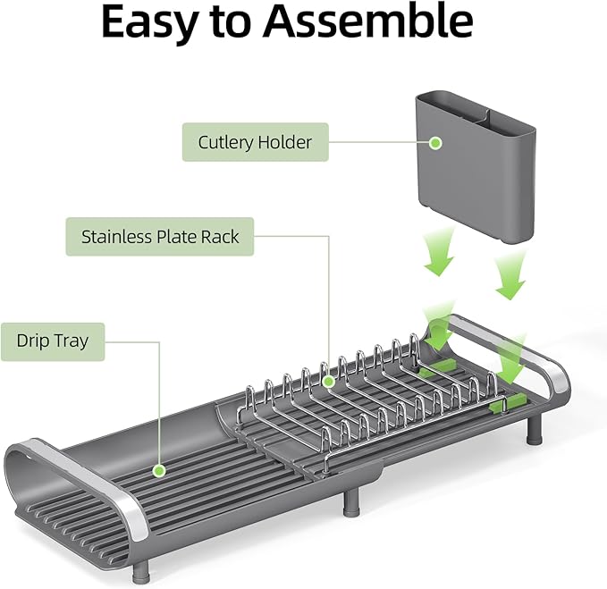 TOOLF Small Dish Drying Rack, Mini Expandable Compact Dish Rack, Slim - Image 8