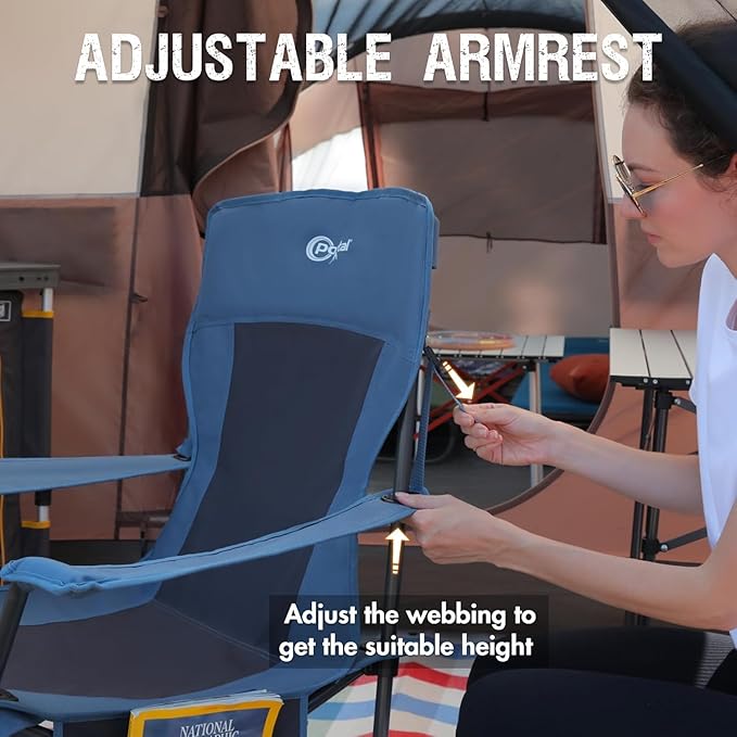 Portal Folding Camping Rocking Chair Portable Outdoor Rocker High Back Cup Holder Side Pocket Carry Bag Included, Support 300 lbs - Image 4