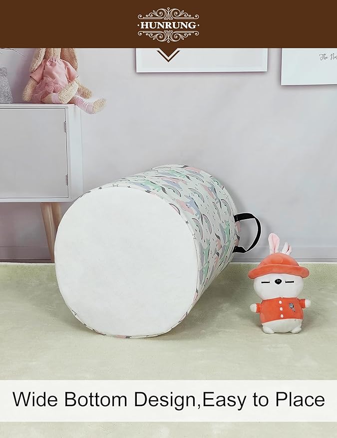 HUNRUNG Laundry Hamper, Large Canvas Fabric Lightweight Storage Basket Toy - Image 8
