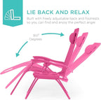 Best Choice Products Set of 2 Adjustable Steel Mesh Zero Gravity Lounge Chair Recliners w/Pillows and Cup Holder Trays - Hot Pink - Image 3