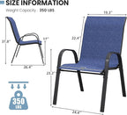 Patio Dining Chairs Set of 8, Outdoor High Stacking Chairs，Breathable Seat Fabric and Alloy Steel Frame for Backyard, Porch, Garden, Sunroom (Blue) - Image 3