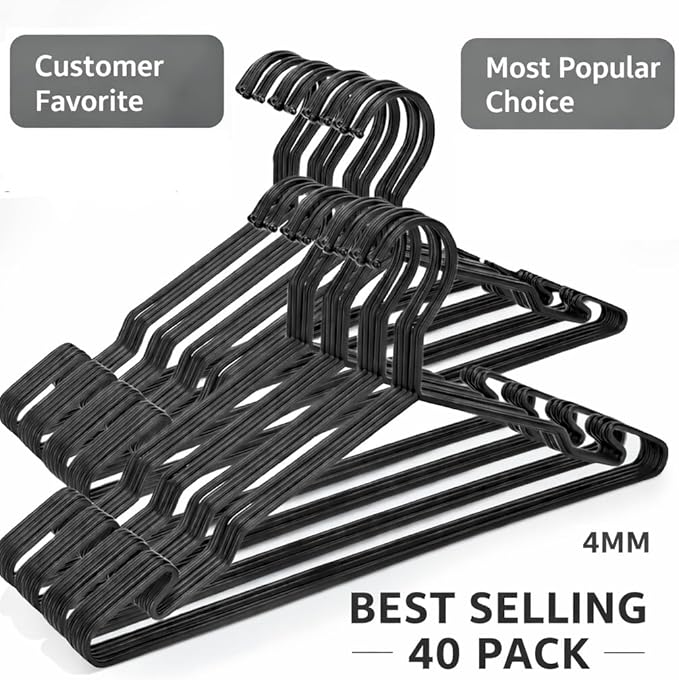 Heavy Duty Metal Hangers with Unique Hook Design Durable & Sturdy Coat Hangers - Image 2