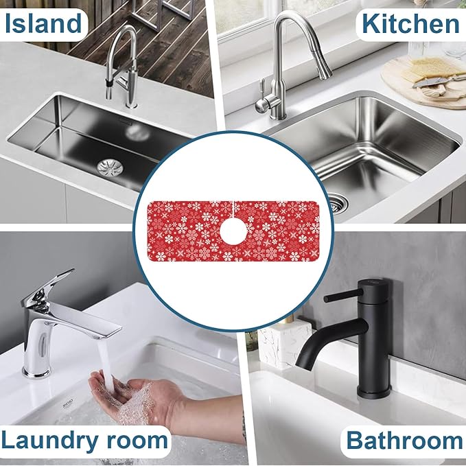 Christmas Merry Xmas Sink Splash Guard Santa Claus Faucet Absorbing Mat Fast - Image 7