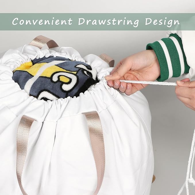 Cotton Canvas Laundry Bag with Handles & Drawstring Straps, Heavy Duty Extra - Image 3