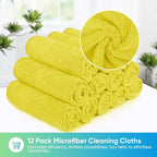 HOMEXCEL Yellow Microfiber Cleaning Cloth, 12 Pack Premium Microfiber Towels - Image 5