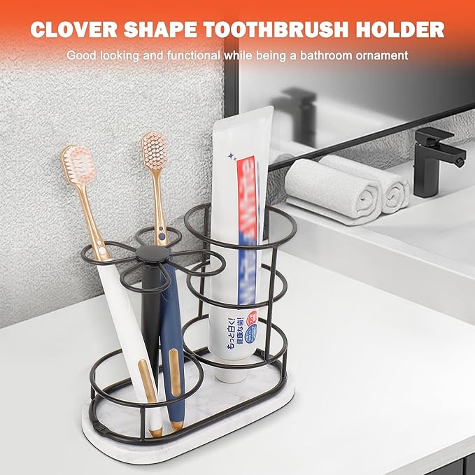 HarJue Toothbrush Holder Stand for Bathroom, Metal Toothbrush Organizer - Image 3