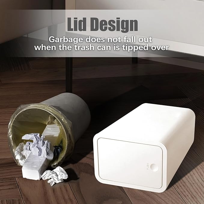 TIPGO Bathroom Trash Can with Lid, 10 Liter/ 2.6 Gallon Slim Garbage Can - Image 6