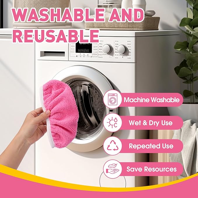 8Pcs Pink Reusable Mop Pads, Microfiber Mop Pads Compatible - Image 5