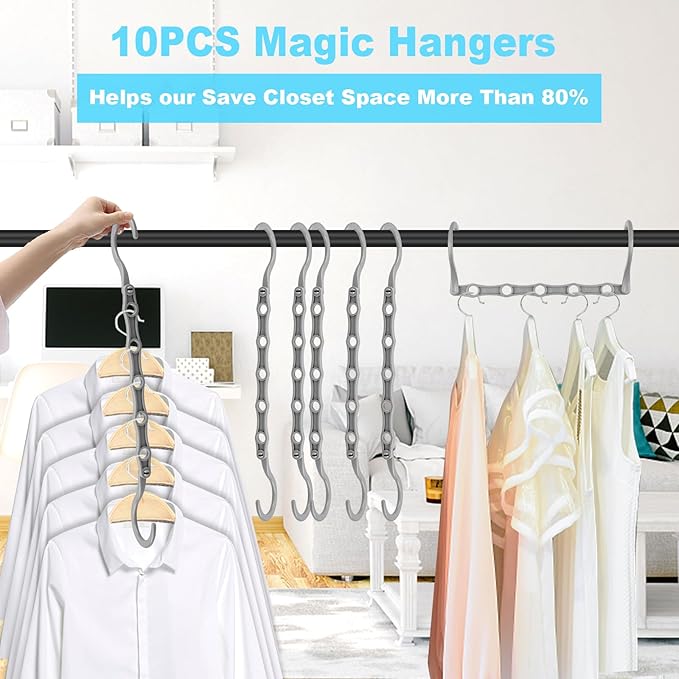 DUCOO 10 PCS Space Saving Hangers, 5-Hole Magic Hangers - Image 2